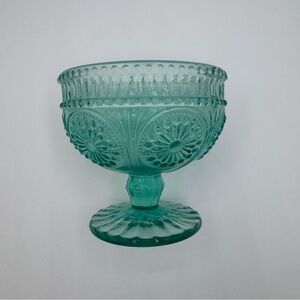 THE PIONEER WOMAN 10oz Adeline Turquoise Footed Glass Ice Cream SUNDAE CUP EUC